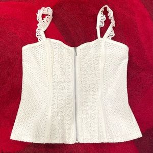 BEBE Women’s White Corset Top Size Small Eyelet Design y2k